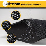 Kattenbakmat, hoogwaardige dubbellaagse waterdichte kattenmat, honingraatpatroon om de strooiverdeling te regelen, eenvoudige reiniging voor de kattenbakmat (zwart, groot, 76 x 61 cm)