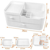 Make-up organizer, cosmetica-organizer, make-up, cosmetica opslag, make-up-opbergsysteem, make-up-opbergbox voor commode, slaapkamer, badkamer (2 laden, wit)