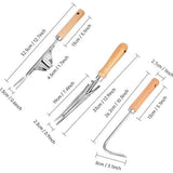 Handmatige onkruidsteker met houten handvat, roestvrij staal, handmatige onkruidsteker voor in de tuin, handmatig onkruidsteker, voor tuin, wieden, verplanten, ontwortelen, 3 stuks
