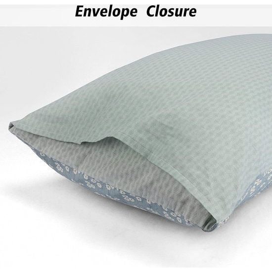 Set van 2 kussenslopen, 100% katoen, 400 draad, ademende kussenovertrek, hoofdkussensloop, 40 x 60 cm, blauw kamille