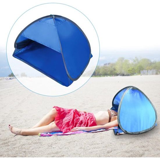 Mini-hoofdtent, pop-up tent mini, mini-hoofdtent, pop-up tent tegen de zon, strandopvang pop-up hond, mini-strandtent, ideaal voor strandkamperen en buitenactiviteiten (koningsblauw)