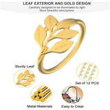 Pak van 12 gouden servetringen, servetringen, bladeren servethouders, metalen servetgespen bladeren voor bruiloft, Kerstmis, verjaardag, Valentijnsdag, familiereünie, etentje