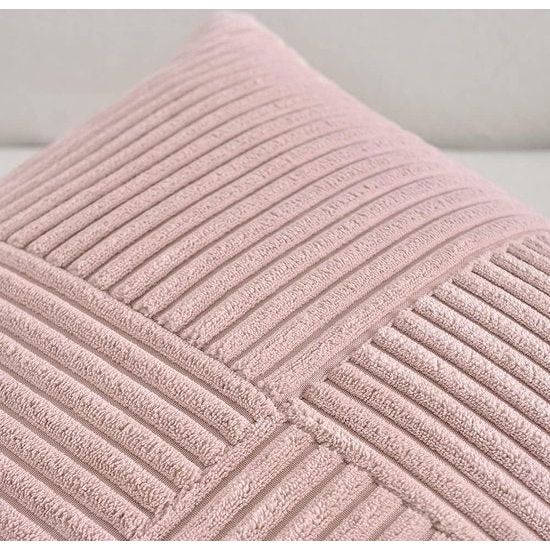 Set van 2 kussenslopen, corduroy, 60 x 60 cm, roze, effen, wollig, kussensloop, decoratief kussen, decoratie voor bank, slaapkamer, woonkamer, balkon