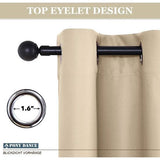 net curtain for kitchen, opaque blackout curtains with eyelets, short, 114 x 132 cm (H x W), Biscotti beige, pack of 2