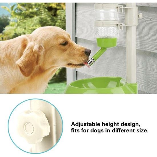 Verhoogde kommen en voerstations in hoogte verstelbare drinkbak Automatische Feeder Voedsel dispenser voor katten hond (groen)