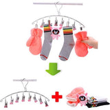 2 stuks roestvrijstalen droogrek, druppelkleerhanger, sokkenhanger, met 8 wasknijpers voor sokken, handschoenen, beha, sjaals, snelle verwijdering van kleding van de hanger, winddicht, rood