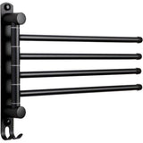 Stainless Steel Towel Rail Bathroom Swivelling 4 Arms Towel Rail Wall Mounted 32 cm Brushed Towel Rail for Kitchen, Toilet, Wardrobe and Bathroom, Black