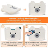 Katoenen kinderopbergmand voor speelgoed en wasgoed, wasmand en speelgoedmand in één, kinderkamerdecoratie witte beer