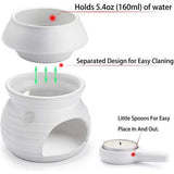 Geurlamp van keramiek met kandelaar, theelichthouder, kalebasse, aromalamp, geurlicht, aromabrander voor geurolie en geurwas, wit