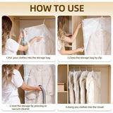 Hangende vacuümopbergzakken Ruimtebesparende vacuümzakken Jumbo en groot voor seizoenskleding, jurken, pakken, herbruikbare kastorgel