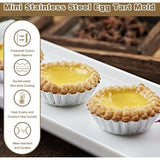 20 stuks eierkoekvormen, minitaartvormen van roestvrij staal, eieren, cakevormen, metaal, kleine muffinvormen, taartjes Taartjes Taartjesvormen, antiaanbaklaag Metalen bloemen Cupcake bakken