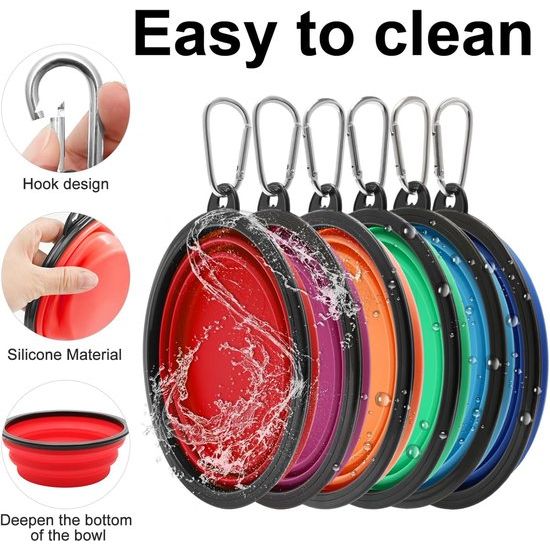 Grote hondenbak, opvouwbaar, 1000 ml, opvouwbare hondenvoerbakken, draagbare hondenwatervoerbak met sluiting, huisdierkattenvoerbeker voor reizen, wandelen (rood + oranje)