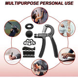 Handtrainer, vingertrainer, set van 5, onderarm-handtrainer, vingeroefening, verstelbare grijper voor het herstel van blessures en spieropbouw