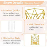 Theelichthouder kandelaar goud geometrisch: theelicht geometrische kaarsenhouder 2 stuks zeshoek metalen theelichtjes decoratieve lantaarn eetkamer woonkamer slaapkamer bruiloft tafel