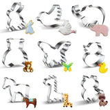 Uitsteekvormen voor dieren, doe-het-zelf uitsteekvormen voor dieren, 9 stuks koekjessnijders voor dieren, roestvrij staal voor bakken, fondant en koekjes