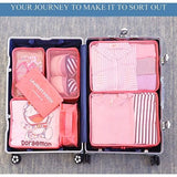 Koffer Organizer Set 7-delig, kledingtassen voor kleding, cosmetica, schoenenzak, kabelopbergtas, reisorganizer tas (watermeloenpoeder)