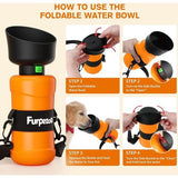 Hondenwaterfles 800 ml, opvouwbare waterfles voor honden en katten, lichtgewicht waterdispenser voor huisdieren voor buiten wandelen, wandelen, reizen, oranje