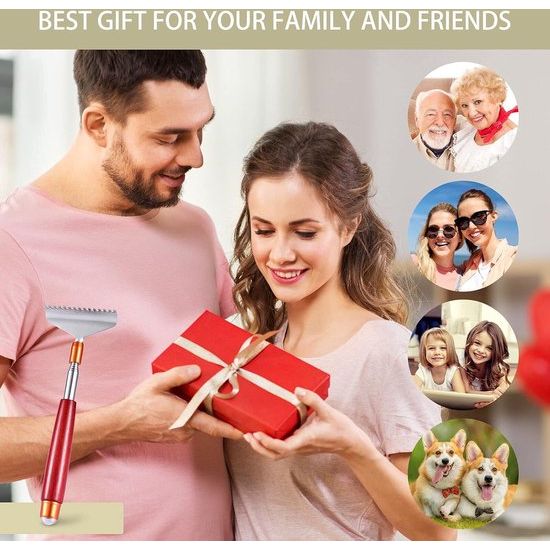 Back Scratcher voor mannen, met massief houten handvat massageroller, extra brede 15-teeth claw robuuste stalen handmassagers, 62 cm