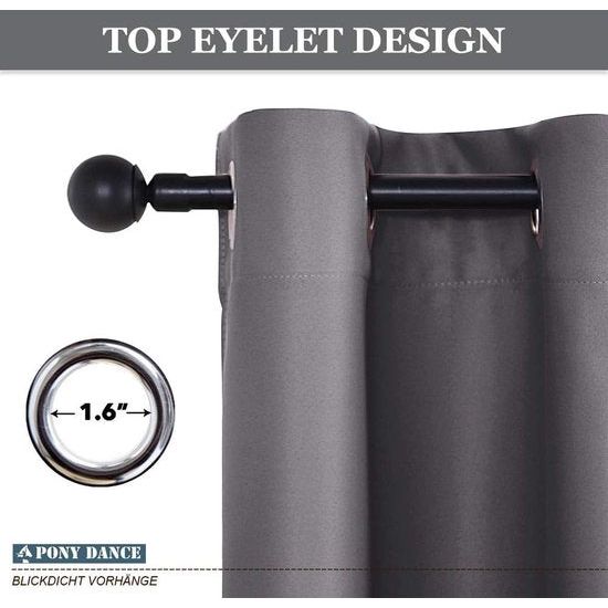 ondoorzichtige verduisteringsgordijnen met oogjes, thermisch gordijn, verduisteringsgordijn tegen koude en hitte, gordijnen voor slaapkamer, grijs, 175 x 140 cm (H x B), verpakking van 2