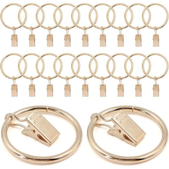 Pack of 20 Curtain Clip Curtain Rod Curtain Rings Curtain Rings 35 mm Inner Diameter Curtain Clips Cover Process Curtain Rings with Clips for Curtain Rod Curtain Rods Washing Line Shower Curtain