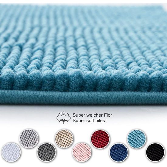 Badmat antislip, kan worden gecombineerd als badmatset, badkamertapijt, badmat, wasbaar van chenille, douchemat voor douche, badkuipen, wc-decoratie, petrol, turquoise, 40 x 60 cm.