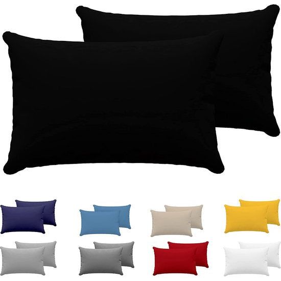 Kussensloop 40 x 60 cm (set van 2) - 100% jersey katoen 150 g/m² kussenslopen - zwart, voor kussens 40 x 60 cm - kussensloop, resistent en hypoallergeen