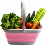 Foldable rectangular, convenient bucket, 12 liters, 1, gray/pink