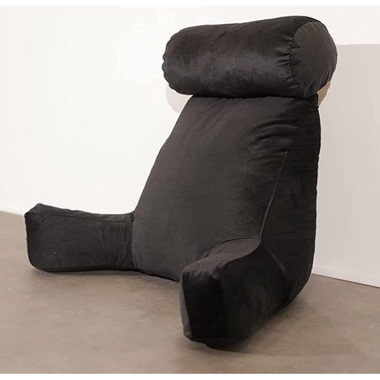 Crushed Foam Reading Cushion - Ideal for Reading - Neck Support Pillow (Black)