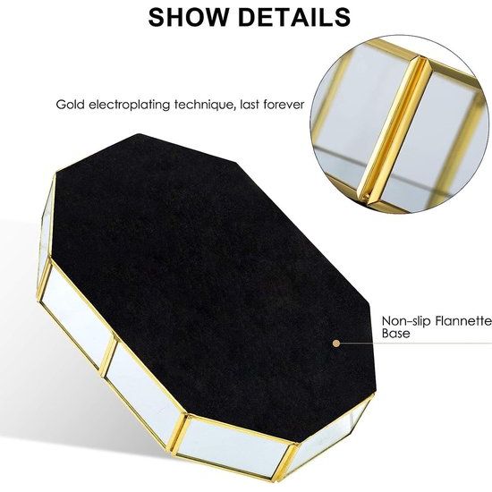 Cosmetische sieraden spiegel lade metalen decoratieve glazen lade sieraden organisator parfum plaat voor dressoir, badkamer om op te bergen en te organiseren