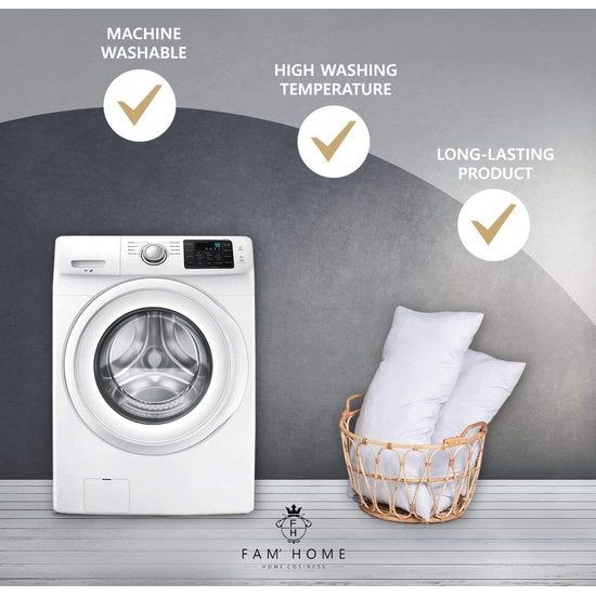 FAM Home Kussen 50 x 70 cm, set van 2 stuks, zachte microvezel, aanpasbaar, hoofdkussen mensen met optimale ondersteuning, binnenkussen, verborgen, met ritssluiting, extra zak met vulmateriaal