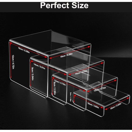 8 stuks acryl afstandhouders voor display, 4 niveaus, transparante standaard voor cupcakes, funko popfiguren, cosmetica, verzamelobjecten, display