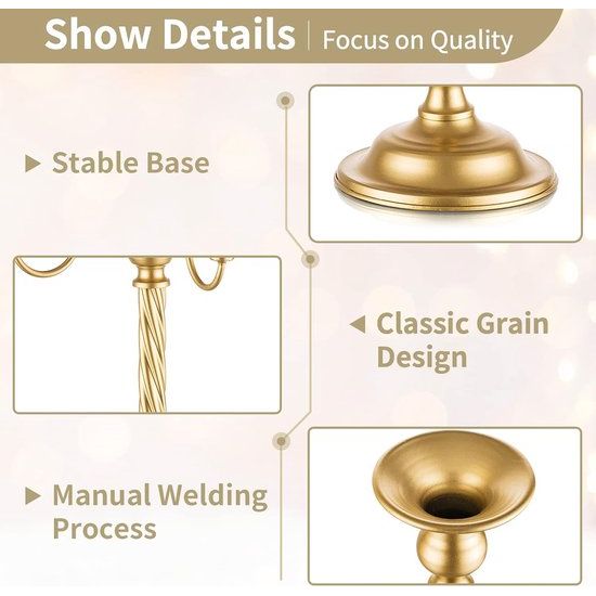 Kandelaar gouden kandelaar 5 armig: 53 cm 2 stuks kandelaar kandelaar voor tafel Centrepiece, 5 arm vintage kandelaar voor bruiloft receptie verjaardag vakantie keuken open haard