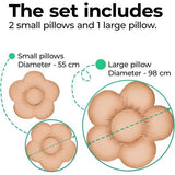 Bloemenset grote bloemvloerkussens, pluche, comfortabel zitkussen, voor slaapkamer woonkamer kinderkamer, unieke decoratie, zacht knuffelkussen, velours, beige, 55 cm, 98 cm.