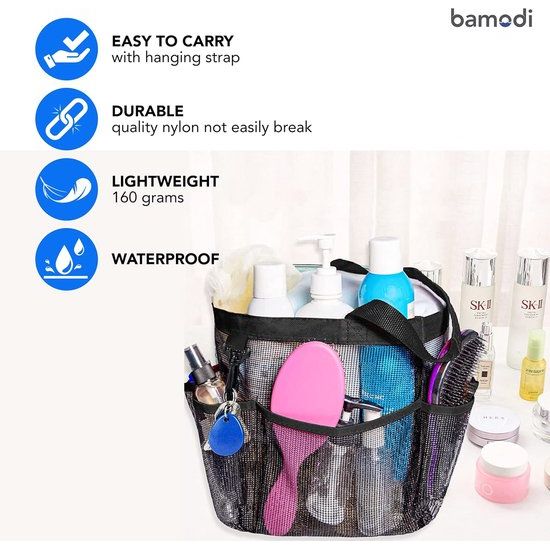 Mesh Shower Caddy Basket/Hanging Portable Shower Tote Bag Mesh Shower Basket - Toiletry Bag Transparent Tote Bag Organiser Toiletry Bag for Hanging - For Women, Women