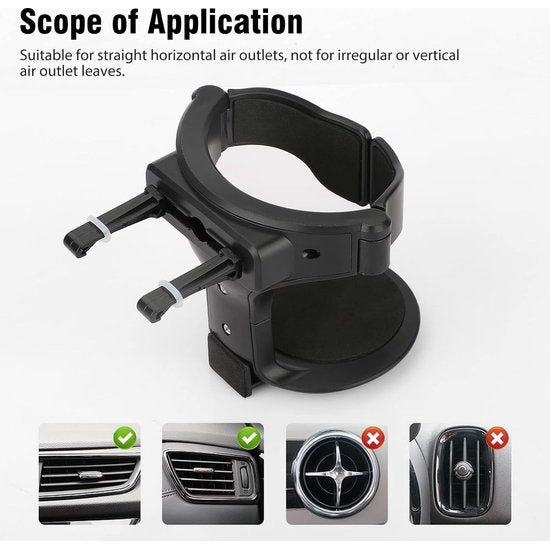 Auto-bekerhouder voor ventilatie, 2 stuks, universele bekerhouder, flessenhouder, verstelbare auto-ventilatiehouder voor koffiebekers en drankblikjes