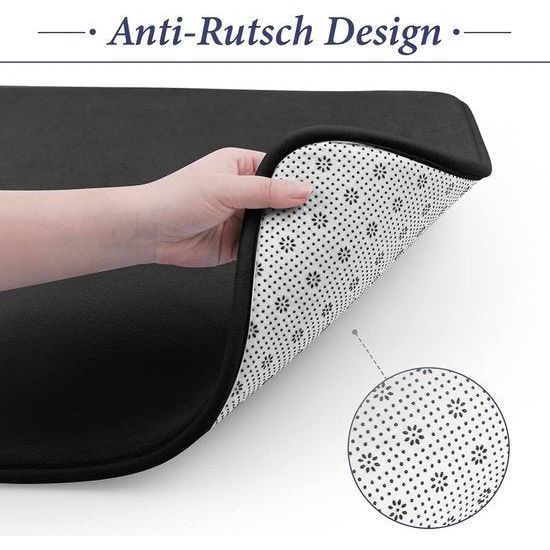 Badmat, set van 2 badmatten, absorberend U-vormig contourtapijt, deurmat voor badkamer, douche, machinewasbaar en superzacht (zwart)
