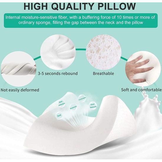 Memory foam hoofdkussen, neksteunkussen, sandwich kussen, ergonomisch slaapkussen, afneembaar en wasbaar kussensloop, geschikt voor rug- en zijligging