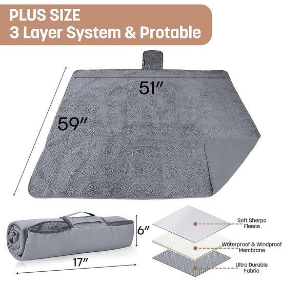 Campingdeken, waterdicht, outdoor deken, slaapdeken, reisdeken, zanddicht, warm, picknickdeken, fleece mat voor camping, outdoor, picknicks, reizen, stranden, honden en thuisgebruik