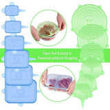 siliconen deksel, 18-delig siliconen stretch deksel, BPA-vrij, herbruikbare siliconen afdekking, universele siliconen vershouddeksel voor schotels, potten, glazen, bekers