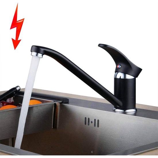 Lagedruk keukenkraan Zwarte spoelbakmengkraan 360° draaibare mengkraan Eengreepsmengkraan Lagedrukkraan Eengreepsmengkraan voor onder de spoelbak