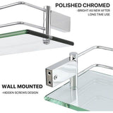 Doucheplank, chroom, glazen rek, roestvrij staal, douchemand, shampoohouder voor douche, badkamerrek voor badkamer en keuken, 500 mm x 130 mm x 66 mm
