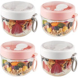 4 stuks Overnight Oats containers met deksel en lepel, 600 ml kunststof Overnight Oats glazen, mueslibeker to go met grote inhoud, luchtdicht voor salade, yoghurt, melk, muesli, fruit