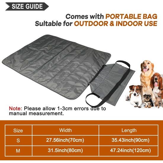 Opvouwbare outdoor hondenmat, wasbaar, gewatteerd kunstleer, hondenmat, waterdicht, campingdeken, hond, kat, mat (S)