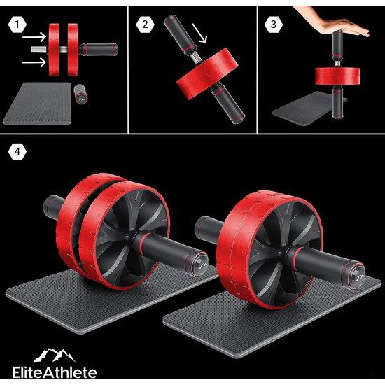 Buikroller buikspiertrainer - buiktrainer voor thuis - buikweg buiktrainer - AB Wheel Roller incl. gevoerde kniemat