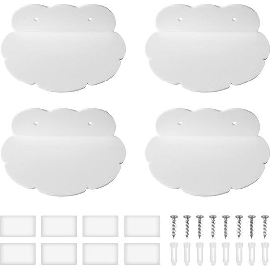 4 stuks mini zelfklevend zwevende plank zonder boren acryl plank zonder boren mini zwevende plank wit voor slaapkamer, woonkamer, keuken, badkamer