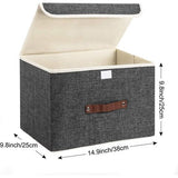 Opvouwbare Opbergbox Met Deksel Stoffen Wasbare Krat Opberger Met Deksel 38x25x25cm 2-Delig Zwart