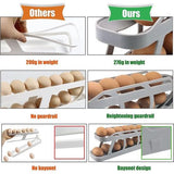 Eierhouder voor koelkast, 2-laags rollende eierenopslagkoelkast, antislipbasis koelkastorganizer eieren (grijs)