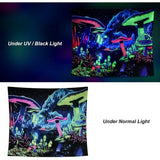 Black Light Mushroom Tapestry Galaxy Space Tapestry UV Reactive Poster Plant Landscape Tapestry Starry Sky Wall Hanging for Bedroom Home Decoration
