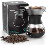 Pour Over koffiezetter, dripper, voor handmatige filterkoffie Koffiezetter met duurzame filter van roestvrij staal. Dripper voor het brouwen van koffie., 300ml