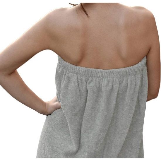 Badstof saunakilt / sarong - maten M - XXL - unisex, antracietgrijs met borduurwerk - 100% katoenen saunakilt / saunasarong / saunahanddoek